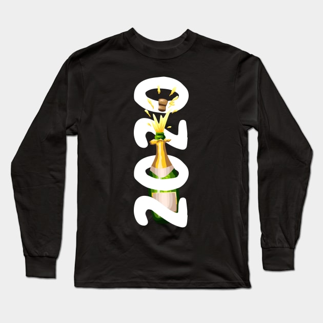 2020 New Years Wine Popping Long Sleeve T-Shirt by RCM Graphix